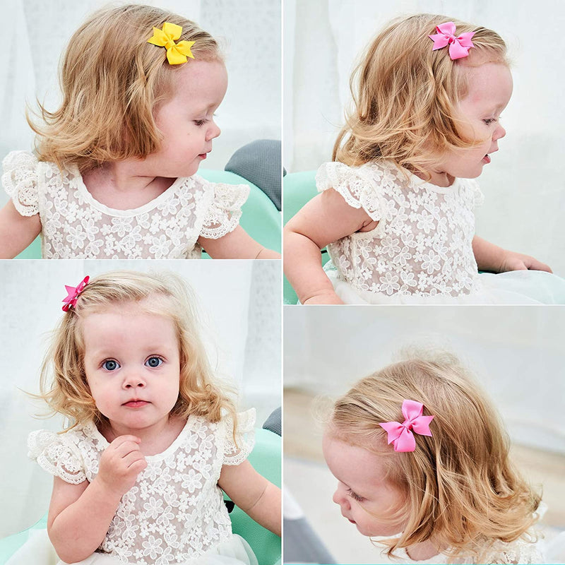80Pieces Baby Girls Clips 2" Mini Hair Bow Grosgrain Ribbon Hair Bows with Fully Ribbon Lined Alligator Clips for Baby Girls Infant Toddlers Kids 40 Colors in Pairs - NewNest Australia