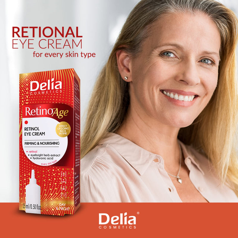 Delia Cosmetics – Retinoage – Eye Cream – Retinol, Shea Butter, Caffeine, Vitamin E – Firming & Nourishing – Against Wrinkles, Dark Cirlces - Day & Night - 15ml Retinol Eye Cream - NewNest Australia