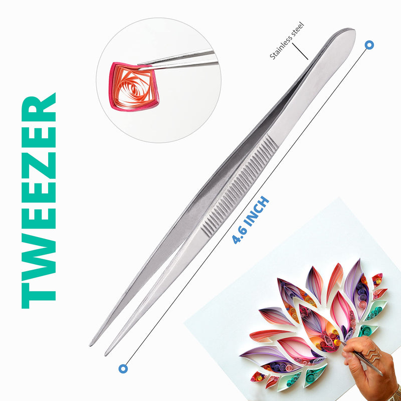 MY CREATIVE CAMP 4 Pack Paper Quilling Tools Set - 2 Slotted Tools, Needle Tool, Tweezer and Storage Box - NewNest Australia