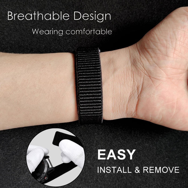 Abanen Hook and Loop Quick Dry Watch Band for Fenix 6/ Fenix 5/ Fenix 7/EPIX 2, 22mm Woven Nylon Ultralight Sport Wristband Strap for Garmin Fenix 6 Pro/Sapphire,Instinct,Fenix 5 Plus Black - NewNest Australia