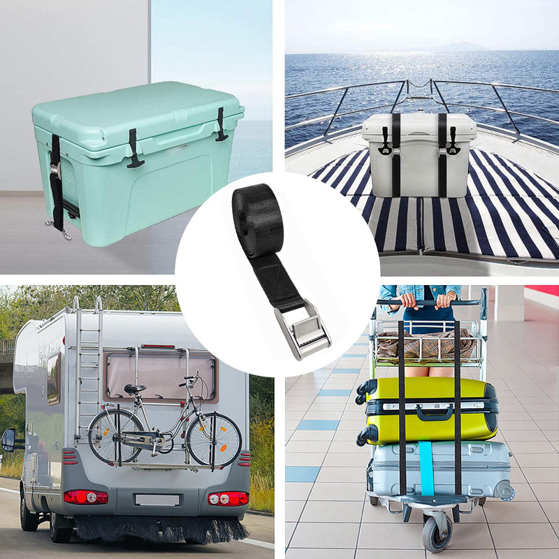 Battery Tie Down Straps for Boats,Stainless Steel Cam Buckle Straps,Cooler Tie Down Kit with Stainless Brackets and SS Screws Used for Fuel Tank, Cooler, YETI, RTIC, RV and More 1 - NewNest Australia