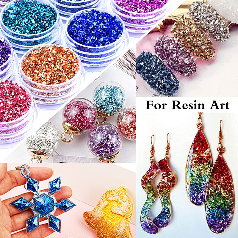 12 Box Crushed Glass Craft Glitter Fine for Resin Art, Small Broken Glass Pieces Irregular Metallic Crystal Chips Chunky Flakes Sequins for Nail Arts DIY Vase Filler Epoxy Jewelry Making Decoration A#GLITTER - NewNest Australia