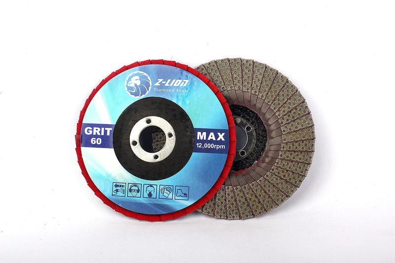 Z-LION 4" Diamond Flap Sanding Disc Grit 60 with 5/8"-11 Hub for Angle Grinder Flap Disc Wheel 4 inches 1 Pcs - NewNest Australia