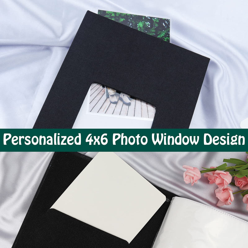 Vienrose Linen Photo Album 300 Pockets for 4x6 Photos Fabric Cover Photo Books Slip-in Picture Albums Wedding Family Anniversary Baby 300-black - NewNest Australia