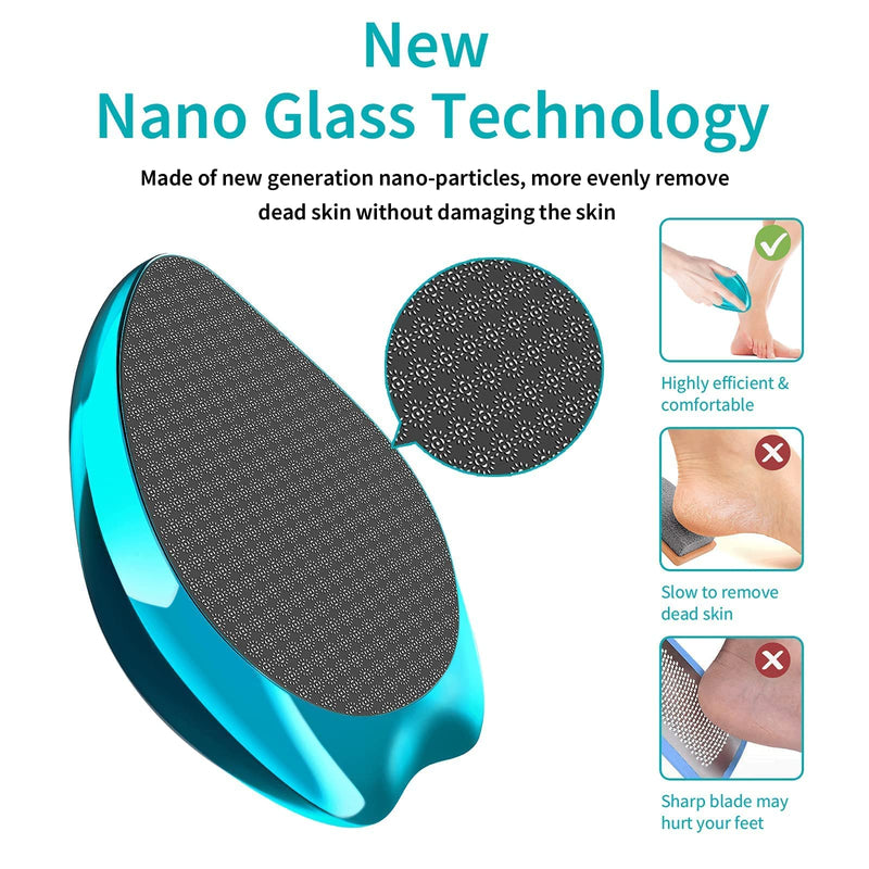 Foot File, Nano Glass Hard Skin Callus Remover, Foot Scraper Salon Home Pedicure Tool for Foot Beauty Care, Can Be Used on Both Wet/Dry Cracked Feet, Foot Rasp by AnjoCare Blue - NewNest Australia