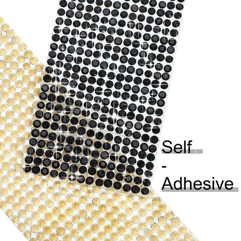 5 Rolls Self Adhesive Crystal Rhinestone Diamond Roll Ribbon DIY Decoration Sticker with 2 mm Rhinestone 4.5 Yards for Arts Craft, DIY Event Car Phone Decoration (Black) Black - NewNest Australia