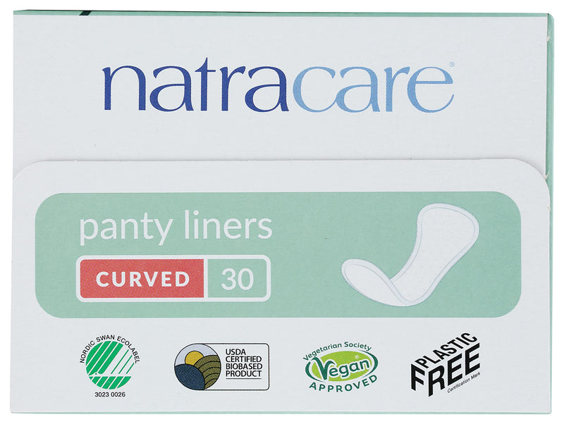 Natracare Natural Organic Curved Panty Liners, Made with Certified Organic Cotton, Ecologically Certified Cellulose Pulp and Plant Starch (1 Pack, 30 Liners Total) - NewNest Australia