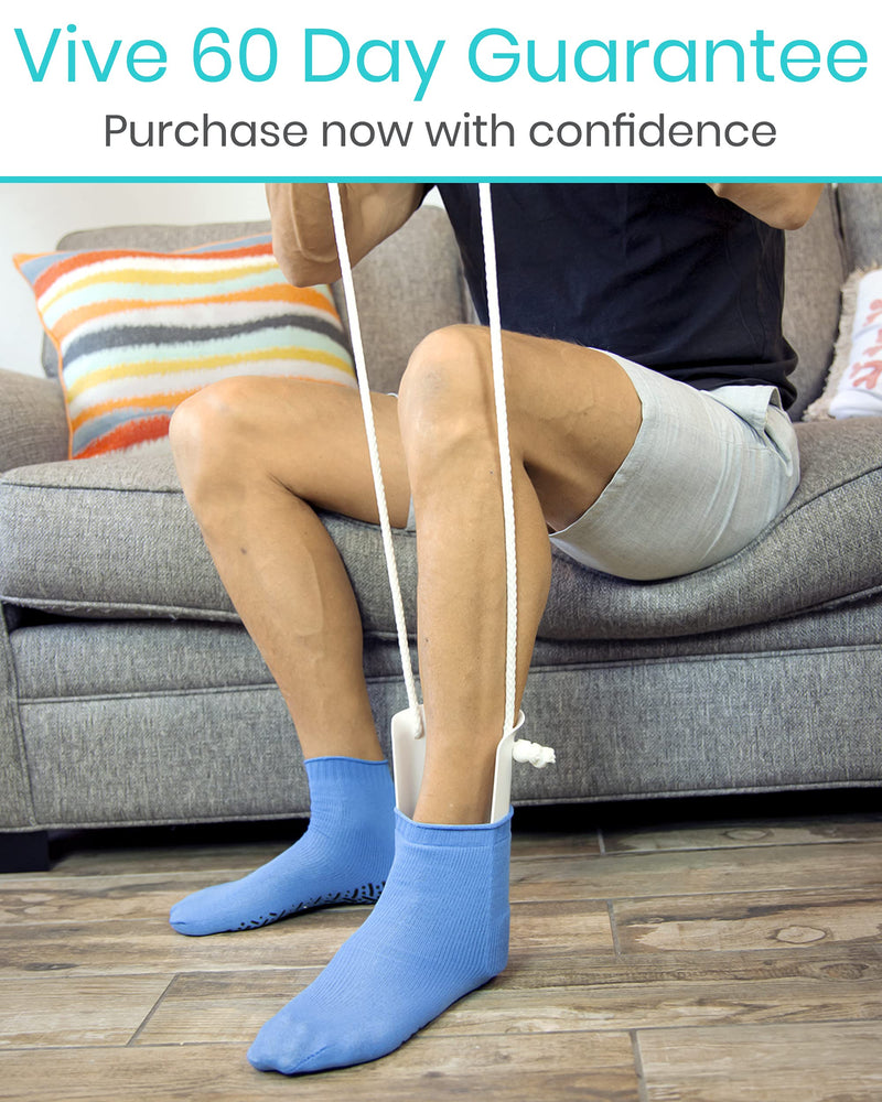 Vive Sock Aid - Easy On and Off Stocking Slider - Donner Pulling Assist Device - Sock Helper Aide Tool - Puller for Elderly, Senior, Pregnant, Diabetics - Pull Up Assistance Help 1 Count (Pack of 1) - NewNest Australia