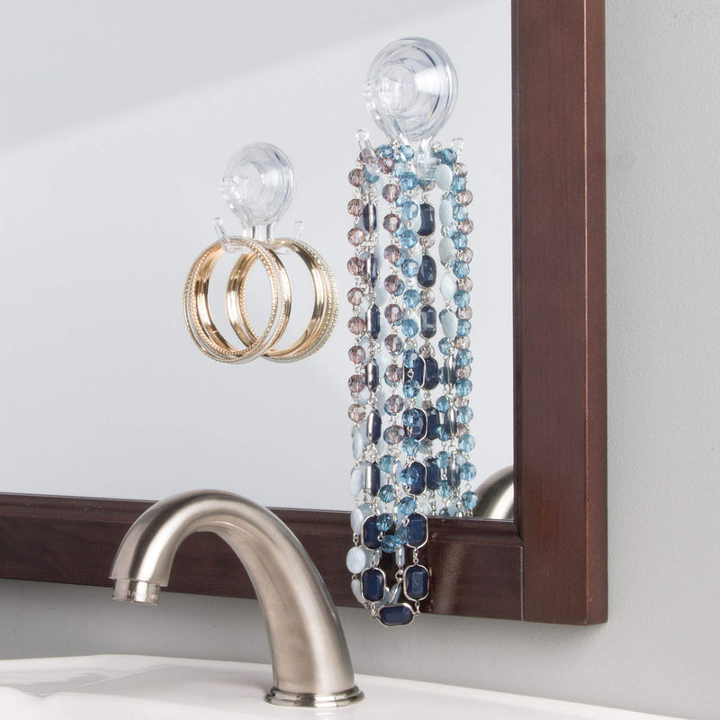 NewNest Australia - iDesign Power Lock Bathroom Shower Plastic Suction Cup Hooks for Loofah, Towels, Sponges, and More, Set of 2, Clear 