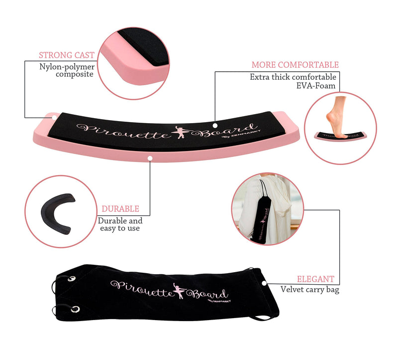 Zenmarkt Ballet Turning Board for Dancers - Figure Skating Ballet Dance Turning Pirouette Board Training Equipment for Dancers, Ice Skaters, Gymnasts and Cheerleaders Pink with Carry Bag - NewNest Australia