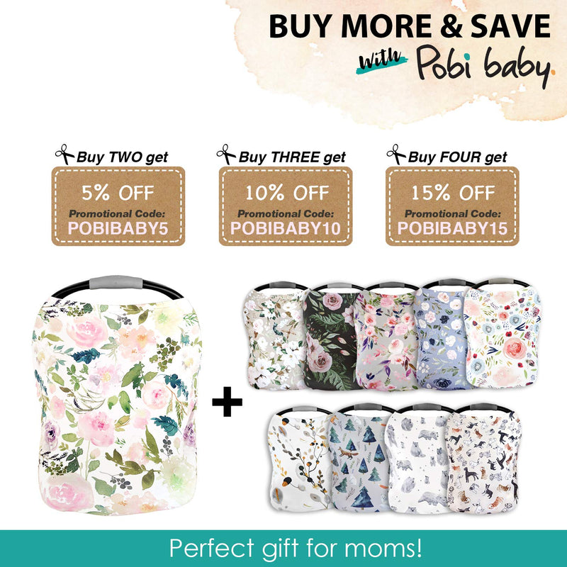 Pobi Baby Premium Multi-Use Cover - Nursing Cover, Baby Car Seat Covers, Shopping Cart, High Chair, and Breastfeeding Cover - Ultra-Soft, Stretchy, and Versatile Floral Scarf for Baby and Mom (Allure) - NewNest Australia