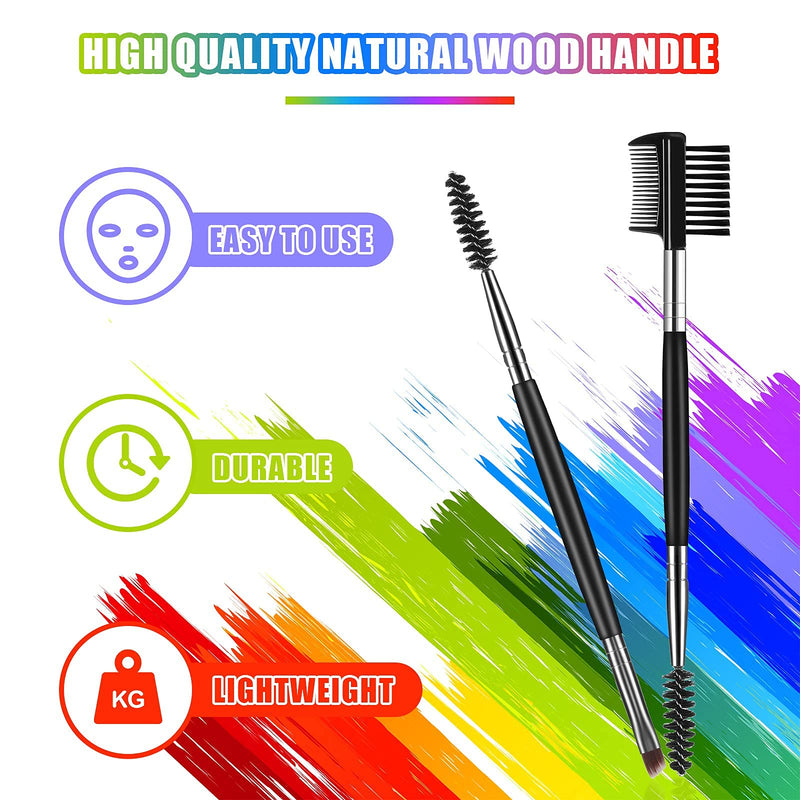 Eyebrow Brush and Comb Set, 2Pcs Eye Brow Brush, Professional Spoolie brushes, Firm Thin Angled Eyebrow Brush, Eyeliner Brush Kit, Precision Application & Blending (Black) Black - NewNest Australia
