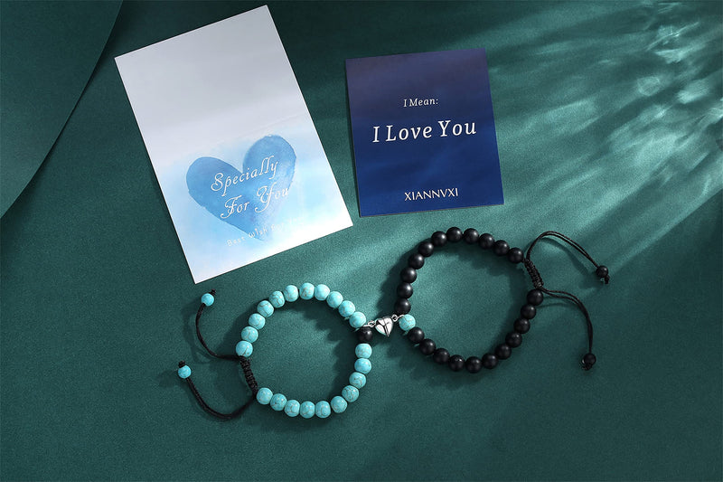 XIANNVXI Couples Bracelets His and Her Magnetic Matching Couple Gifts Bracelets Jewelry Black&Green - NewNest Australia