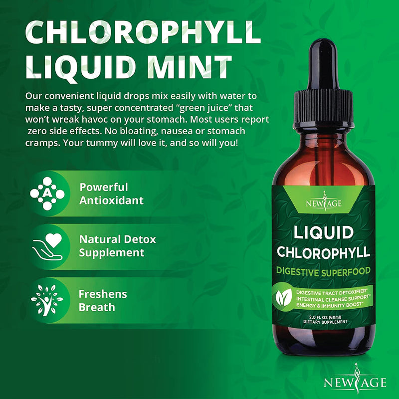 Chlorophyll Liquid Drops - 2 Pack - Natural Concentrate – Energy Booster, Digestion and Immune System Supports, Internal Deodorant, Liver Function- 240 Servings - NewNest Australia