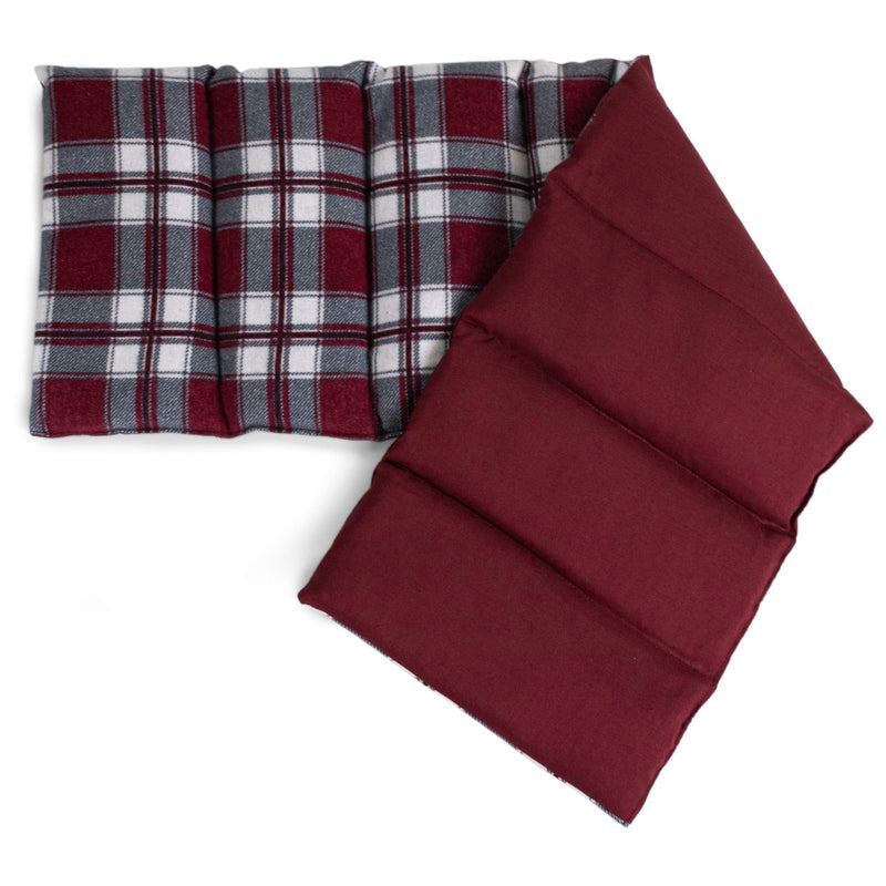 Organic spelled pillow 75x20cm large 8-chamber. Heat cushion, grain cushion with organic spelled for microwave and oven (flannel checked red) - NewNest Australia