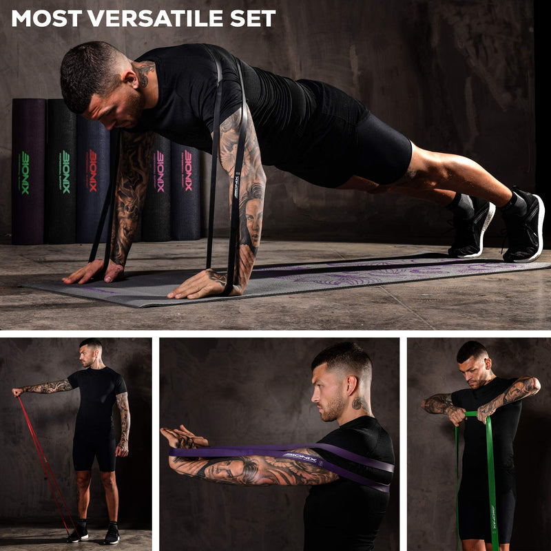 Bionix Pull Up Assistance Bands Set - Thick Heavy & Long Exercise Resistance Training Loop Band Chin Up Assist Stretching Yoga Pilates Legs Glutes Workout - Mobility & Strength For Men Women… (4) - NewNest Australia