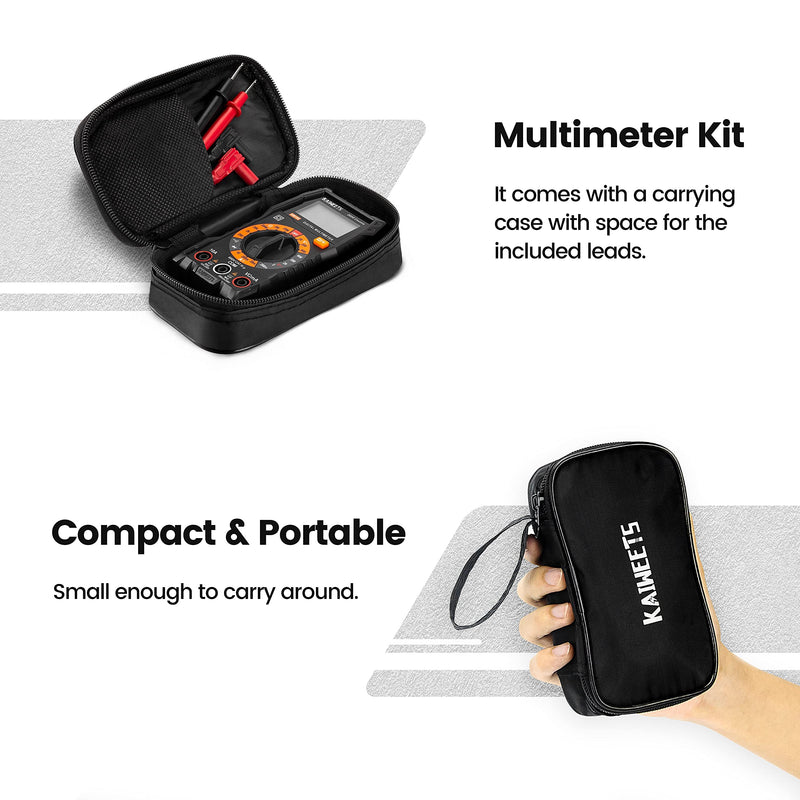KAIWEETS Digital Multimeter with Case, DC AC Voltmeter, Ohm Volt Amp Test Meter and Continuity Test Diode Voltage Tester for Household Outlet, Automotive Battery Test (Anti-Burn with Double Fuses) - NewNest Australia