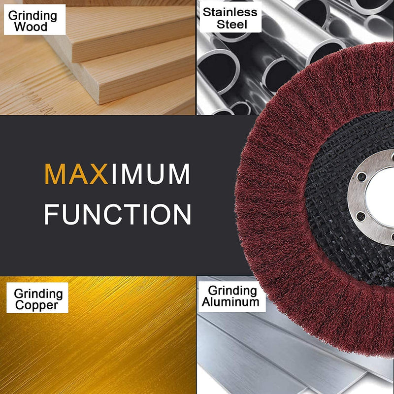 NUODUN 10Pcs 4.5" x 7/8" Nylon Fiber Flap Disc Polishing Grinding Wheel, Scouring Pad Buffing Wheel, Abrasive Grinding Discs for Angle Grinder, Metal Surface Finishing 320 Grit Grit 320 - Red - NewNest Australia