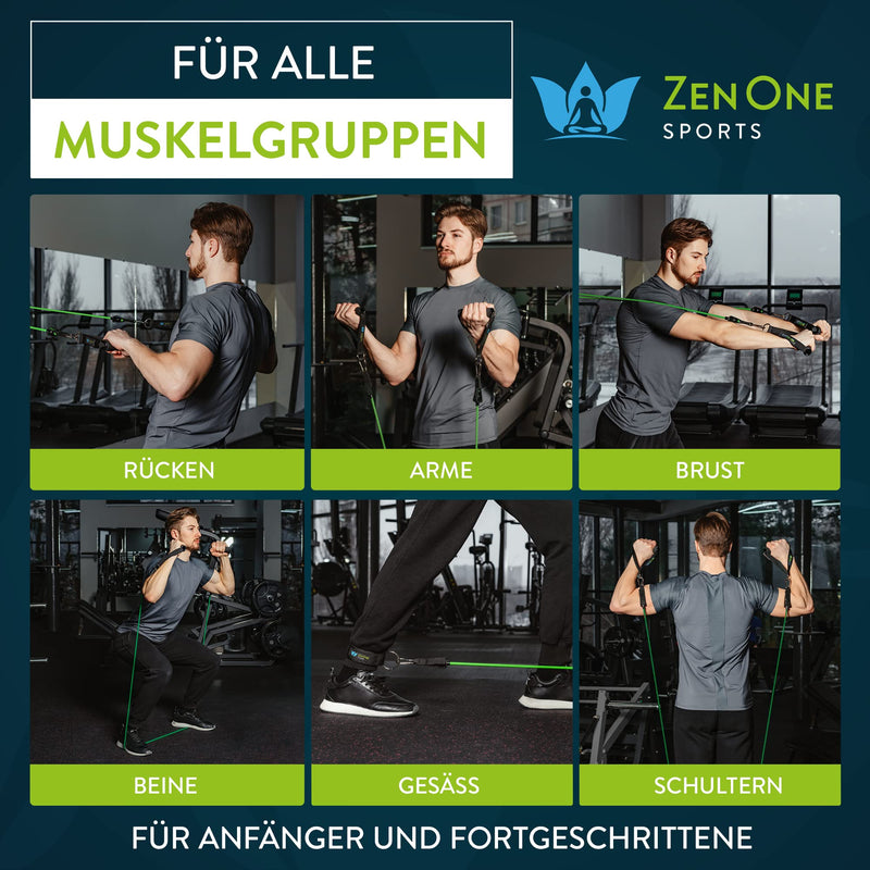 Zenone Sports Resistance Band Set 5 Fitness Bands Resistance Bands Expander Set - Resistance Bands Resistance Band Set With Handles, Foot Straps, Door Anchors Including Workout Guide & Video Set Green - NewNest Australia