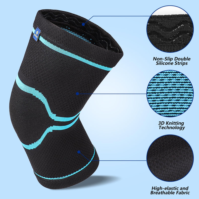 Abyon Knee Support For Men Women, Pack Of 2 Compression Knee Support For Meniscus Tear, Arthritis, Joint Pain, Ligament Injury, Acl, Mcl, Tendonitis, Running, Sports - NewNest Australia