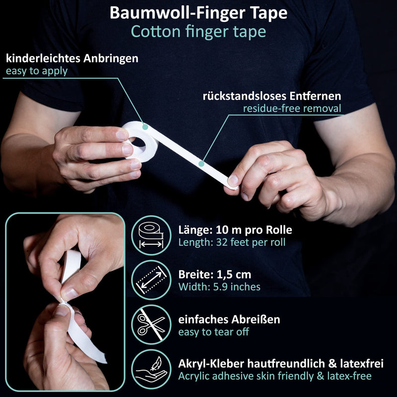 Pullup & Dip Finger Tape Extra Strong, 3 Rolls (30 M) Finger Tape, Skin-Friendly Sports Tape, Hand Tape For Weight Sports, Bjj, Handball Accessories, Climbing Tape, Finger, Goalkeeper Training (White) - NewNest Australia