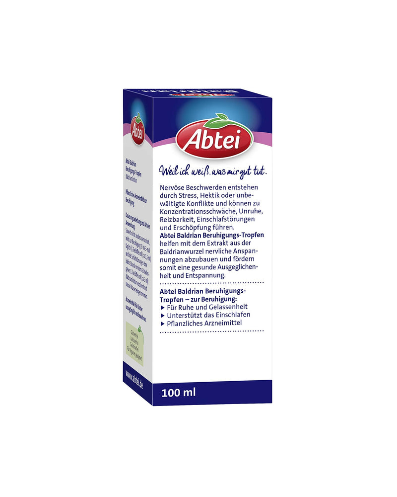 Abtei Valerian calming drops - herbal medicine made from valerian root - calms, relaxes, helps you fall asleep - without habituation effect - vegan - 100 ml 100 ml (pack of 1) - NewNest Australia
