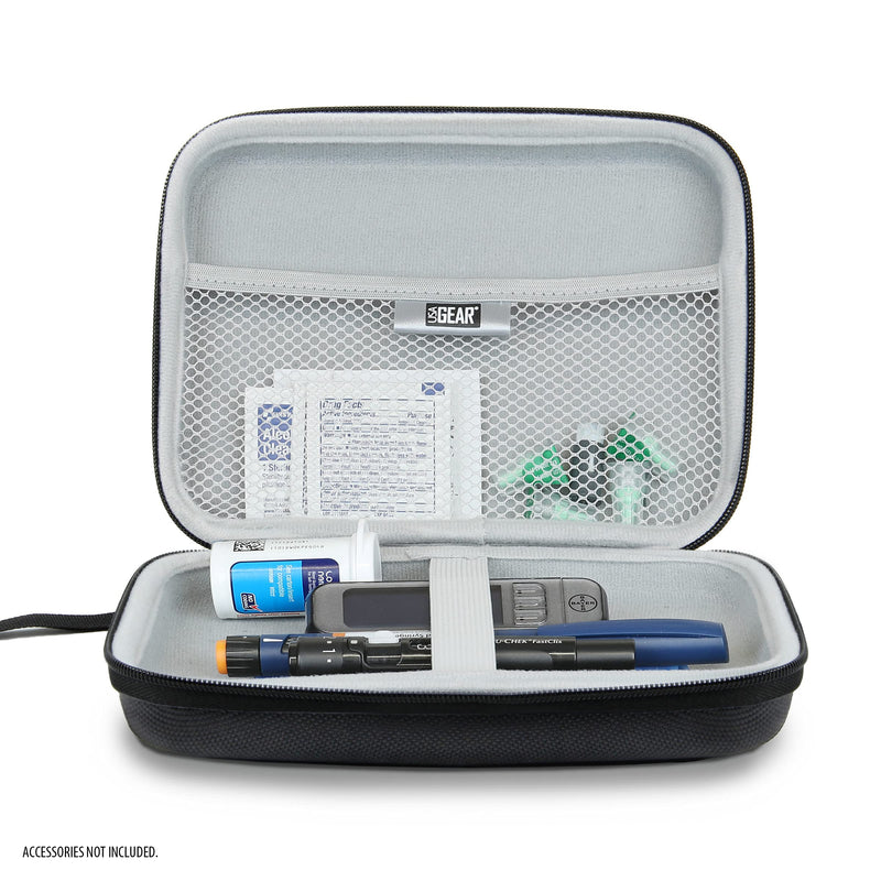 USA GEAR Insulin Travel Case - Diabetic Bag with Protective Hard Shell Exterior, Zipper and Wrist Strap - Diabetic Travel Case Holds Insulin, Lancets, Needles and More Diabetic Supplies - Black - NewNest Australia