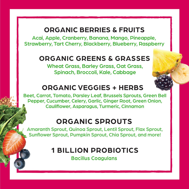 Orgain Organic Green Superfoods Powder, Berry - Antioxidants, 1 Billion Probiotics, Vegan, Dairy Free, Gluten Free, Kosher, Non-GMO, 0.62 Pound (Packaging May Vary) - NewNest Australia
