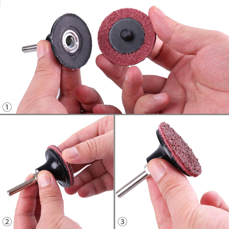 2 Inch Sanding Discs by LotFancy - 45PCS Medium Grit Roll Lock Surface Conditioning Discs, R-Type Quick Change Disc with Disc Pad Holder 2inch, Medium - NewNest Australia