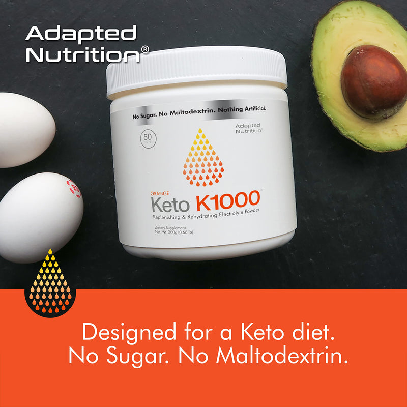 Keto K1000 Electrolyte Powder | Hydration Supplement Drink Mix | Boost Energy & Beat Leg Cramps | No Maltodextrin or Sugar | Orange, Lighter Stevia Taste | 50 Servings - NewNest Australia