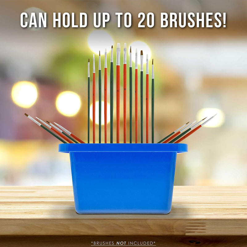U.S. Art Supply 12 Hole Multi-Function Plastic Brush Washer, Cleaner and Holder with Palette Lid - Clean, Dry, Rest, Store, Hold Artist Paint Brushes - Cleaning Acrylic, Watercolor, Oil Painting - NewNest Australia