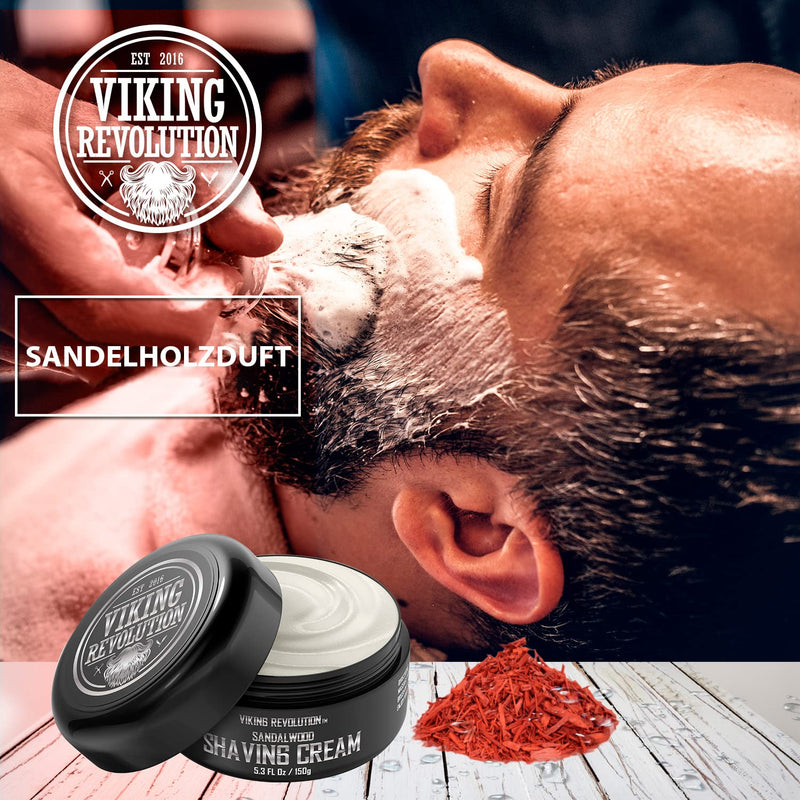 Viking Revolution - Luxury Shaving Cream Men - Sandalwood Scent - Soft, Smooth & Silky Shaving Cream Men - Rich Foam for the Smoothest Shave - 150 g Sandalwood - NewNest Australia