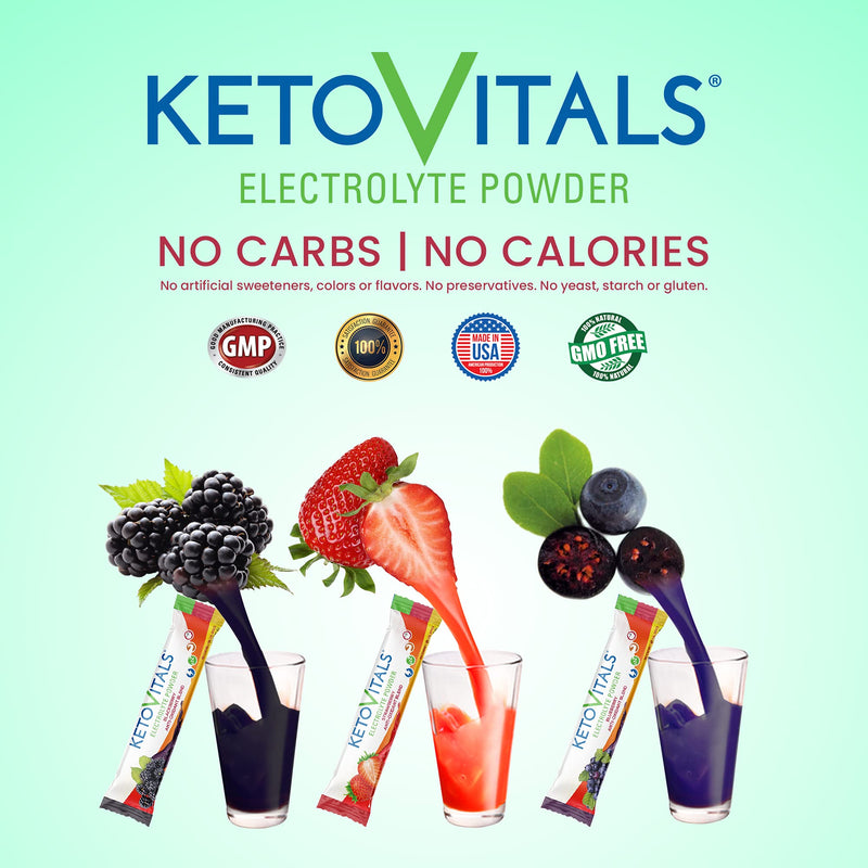 Keto Vitals Berry Antioxidant Electrolyte Powder Stick Packs | Keto Friendly Electrolytes Travel Packets | Variety Individual Packets | Energy Drink Mix | Zero Calorie | Zero Carb (Berry Assorted, 30) Berry Assorted 30 Count (Pack of 1) - NewNest Australia
