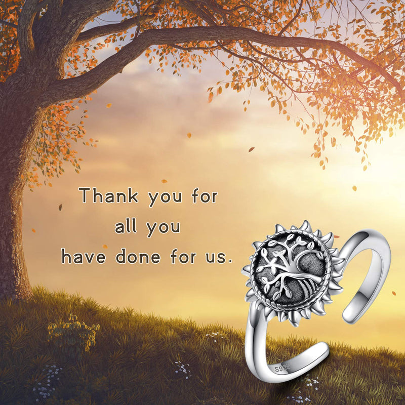 NewNest Australia - 925 Sterling Silver Urn Necklace Ring for Ashes Sunshine Cremation Keepsake Pendant Family Tree of Life Ashes Necklace Jewelry Locket Memorial Always in My Heart Memory Necklace Gift 