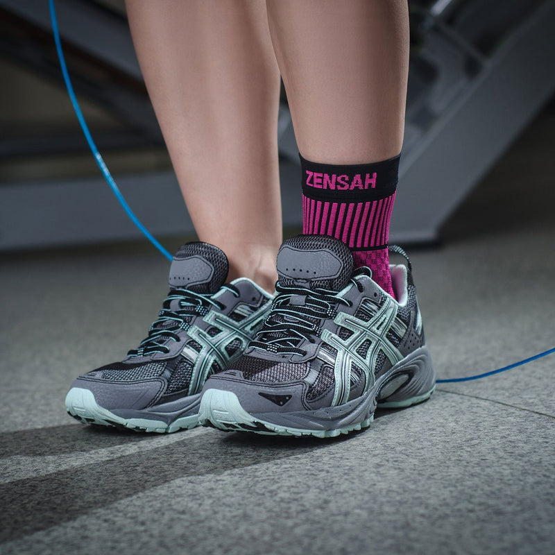 Zensah Ankle Support - Compression Ankle Brace - Great for Running, Soccer, Volleyball, Sports - Ankle Sleeve Helps Sprains, Tendonitis, Pain Medium Neon Pink - NewNest Australia