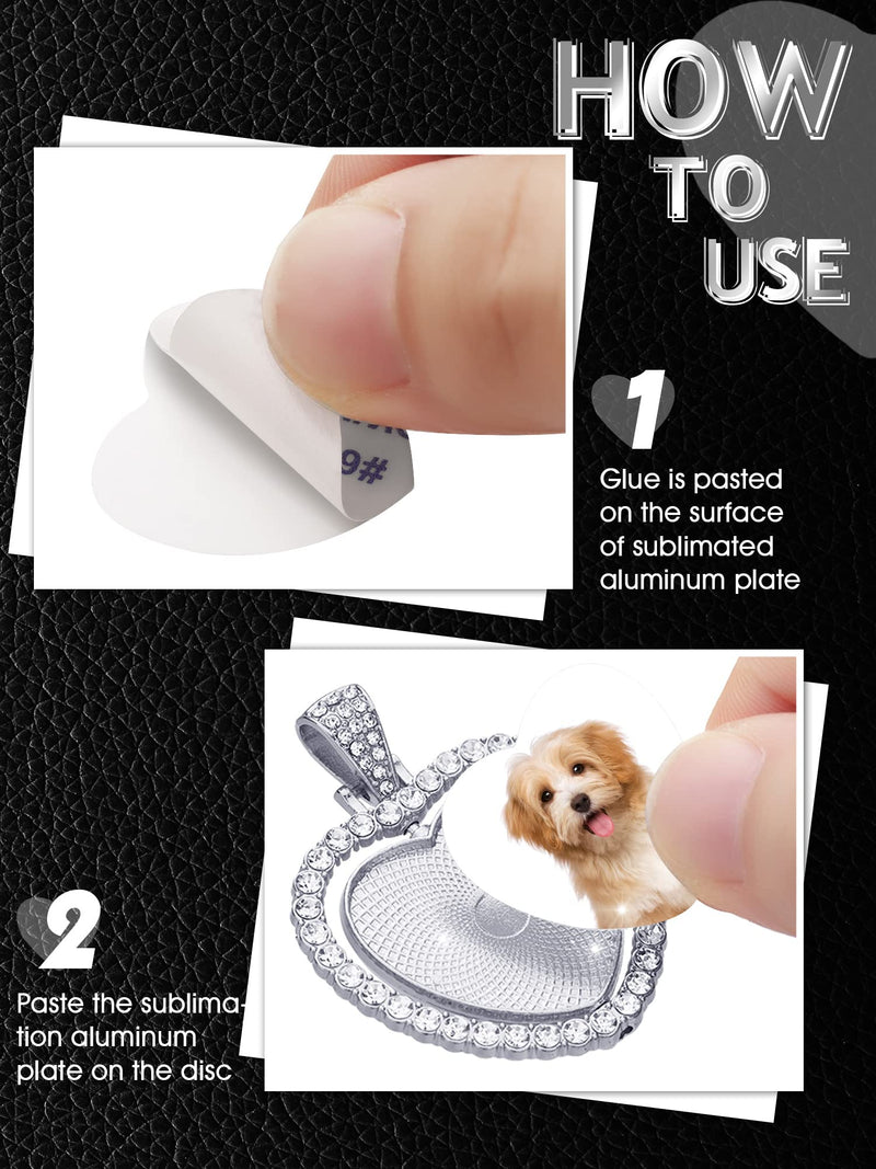 24 Pcs Sublimation Rhinestone Trays Pendant Set, Including 6 Heart Shape Double Sided Blank Rhinestone Bezel Trays, 6 Pcs Thick Chains with 12 Sublimation Discs for Making Silver - NewNest Australia