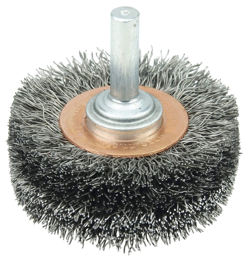 Weiler 17619 2" Wide Face Stem-Mounted Crimped Wire Wheel, .0118" Steel Fill, 1/4" Stem, Made in the USA - NewNest Australia