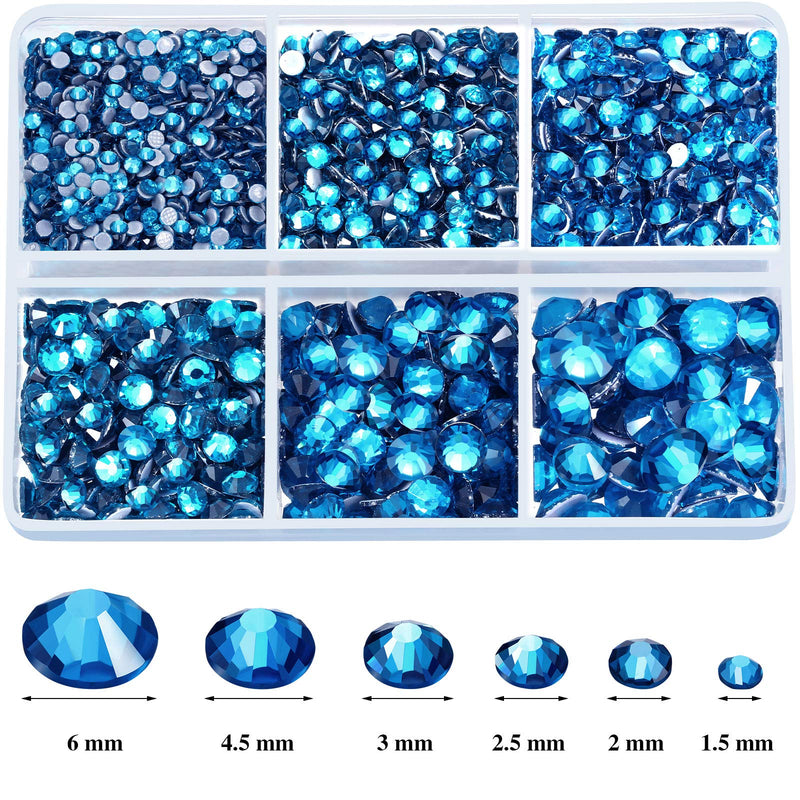 4000 Pieces Hotfix Rhinestones Crystals AB Clear Crystal Rhinestones Flatback Gems Round Crystal Rhinestones Bulk for Crafts Clothing Dance Costumes (Peacock Blue) Peacock Blue - NewNest Australia