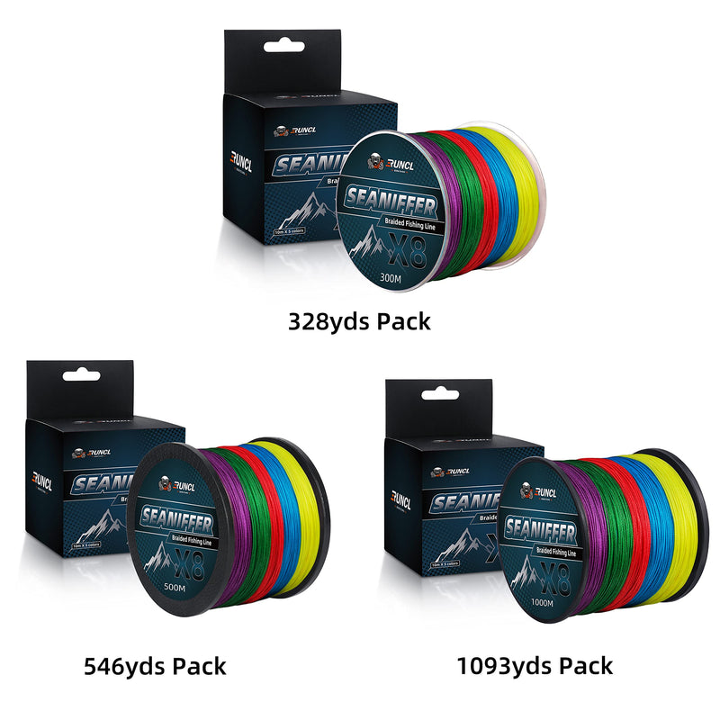 RUNCL Braided Fishing Line, Abrasion Resistant Braided Lines for Saltwater or Freshwater, Smooth Casting, Zero Stretch, Thin Diameter, Multicolor for Extra Visibility, 328/546/1093Yds, 8-200LB B - 546Yds/500M(8 Strands) 25LB(11.3KG)/0.2mm - NewNest Australia