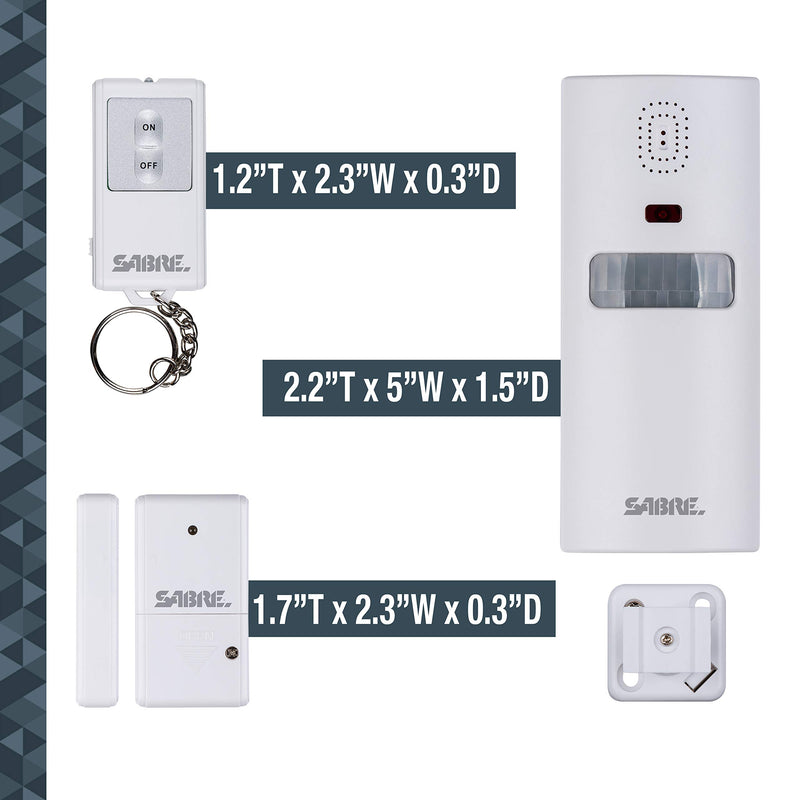 SABRE Home Security System with Remote, 125dB Alarm, Audible Up to 850 Feet (259 Meters), Wireless, Comes with 1 Motion Sensor Alarm, 2 Door or Window Alarms and 1 Remote Key Fob, Home and Away Modes - NewNest Australia