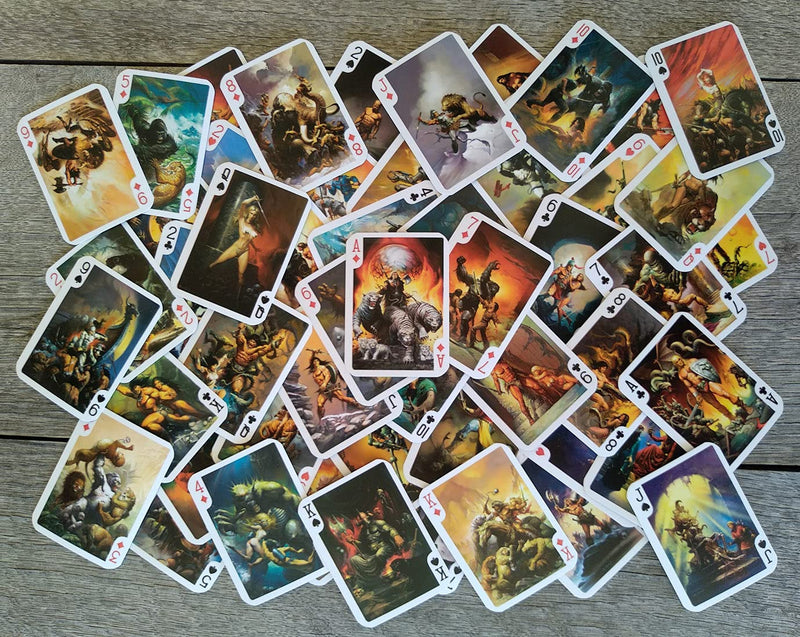 FANSTASY Playing Cards (Poker Deck 54 Cards All Different) Vintage Retro Fantasy SciFi Magazine Covers Comic Art by Ken Kelly Barbarians and Magic - NewNest Australia