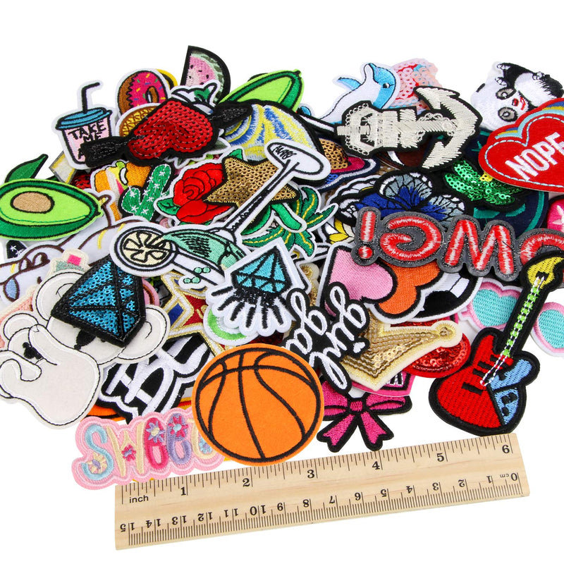60pcs Random Assorted Styles Outdoors Embroidered Iron on Patches DIY Sew Applique Repair Patch - NewNest Australia