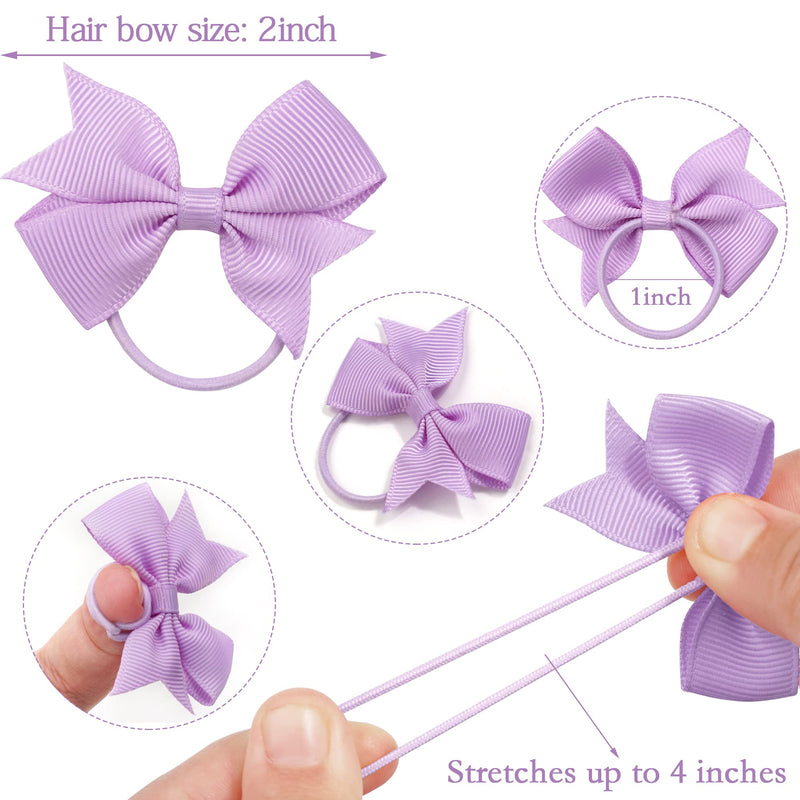 JOYOYO 50 Pcs Baby Bow Bobbles Baby Hair Bands Baby Hair Ties Baby Girls Hair Bows 2 Inch Ribbon Bows, Elastic Little Girls Hair Bobbles Small Hair Bands for Babies, Toddlers Type-A - NewNest Australia