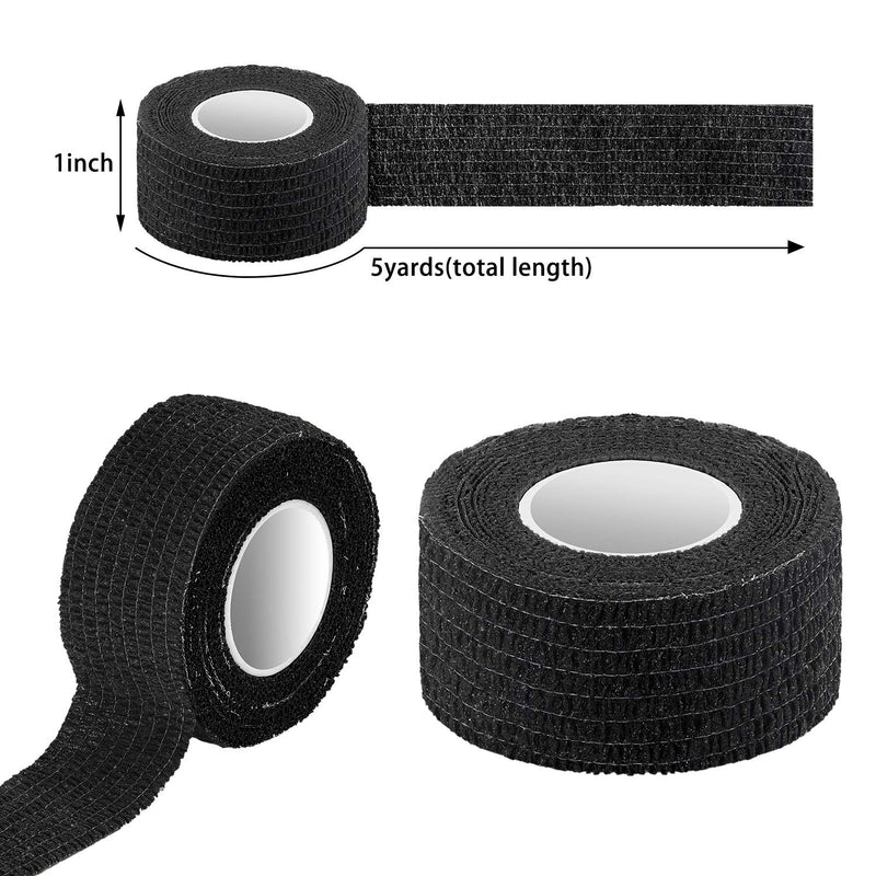 Pangda 12 Pieces Adhesive Bandage Wrap Stretch Self-Adherent Tape for Sports, Wrist, Ankle, 5 Yards Each (1 Inch, Black) 1 Inch (Pack of 12) - NewNest Australia