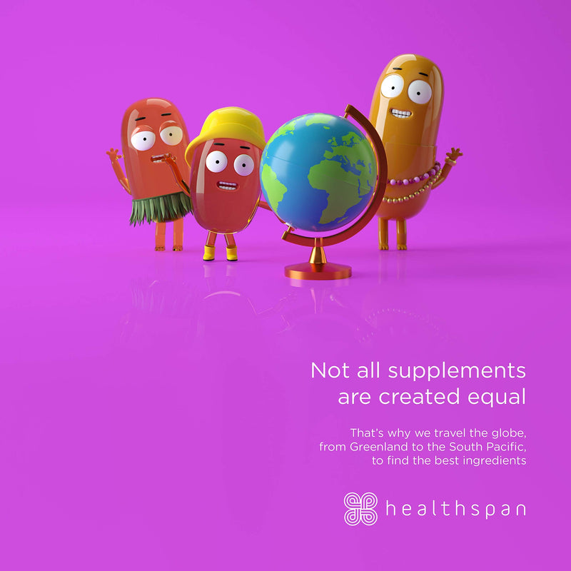 Healthspan Super Strength Cod Liver Oil 1,200mg (120 Capsules) | Supports Heart, Brain & Eye Health | Added Vitamin A, D3 and Calcium | Rich in Omega-3 Fatty Acids DHA & EPA | Sustainably Sourced - NewNest Australia
