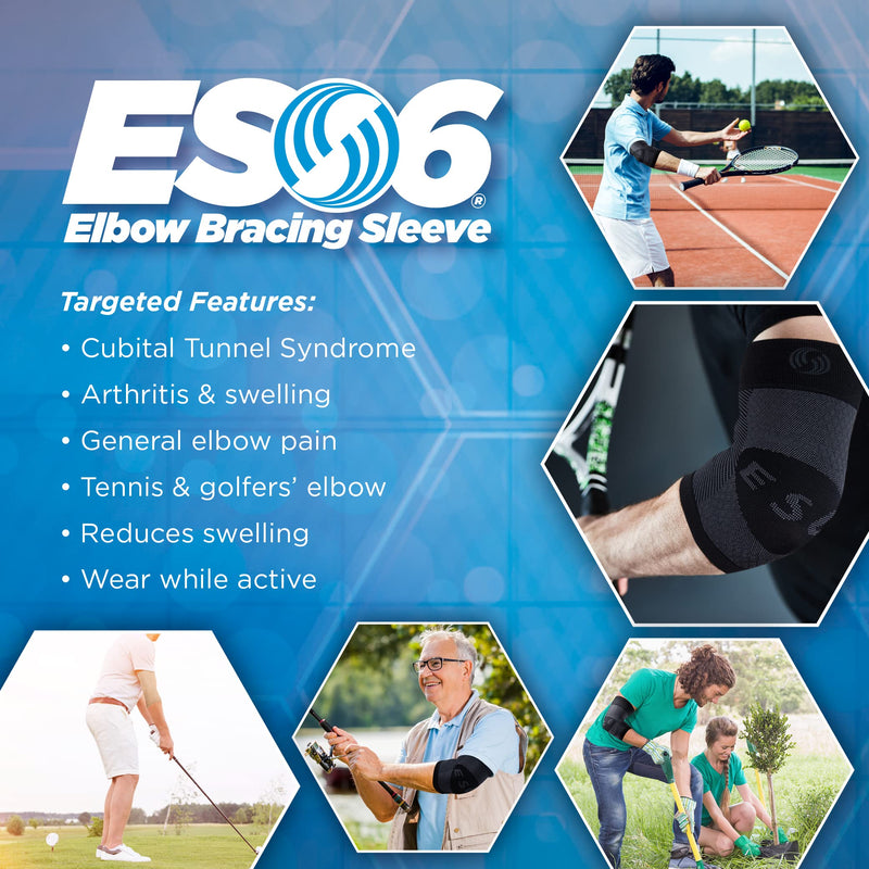 Orthosleeve Es6 Epicondylopathy Elbow Brace - Applies Pressure On Irritated Tendons For Tennis Arm, Golfer'S Elbow Or Arthritis In The Elbow Joint - Size L, Black - NewNest Australia