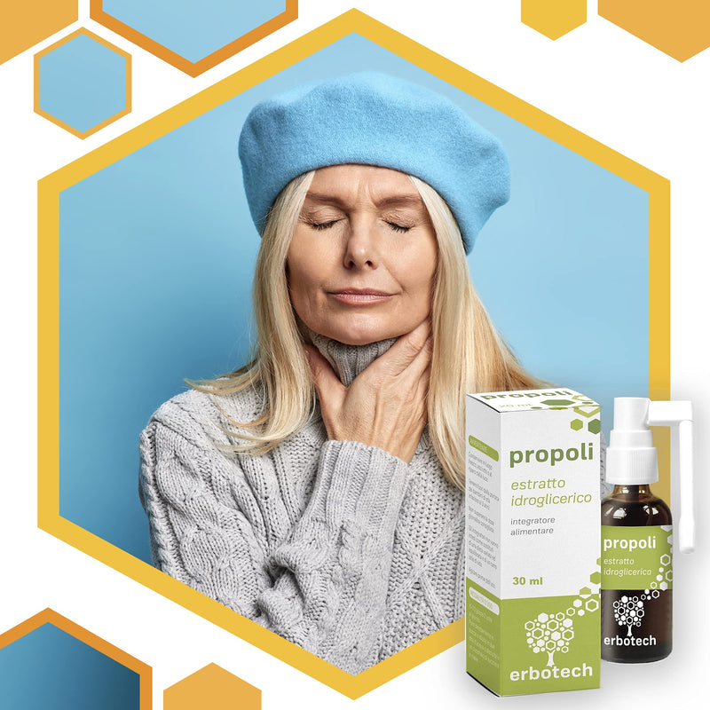 Erbotech Propolis Spray 30 Ml, Mother Tincture, Pure Extract, Suitable For Children, Natural Remedy For Sore Throat And Cough, Contributes To The Wellbeing Of The Respiratory Tract, Made In Italy - NewNest Australia