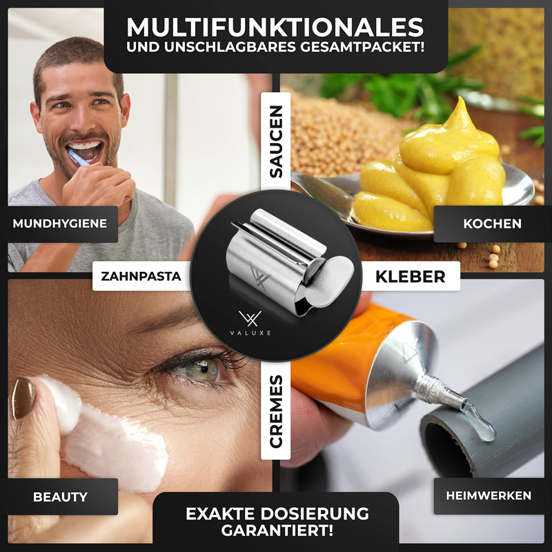 Valuxe Premium Tube Squeezer [2 Sizes] - Stainless Steel Toothpaste Squeezer - Effective Tube Press - Includes Hanging Loop - Restless Squeezing Guaranteed - NewNest Australia