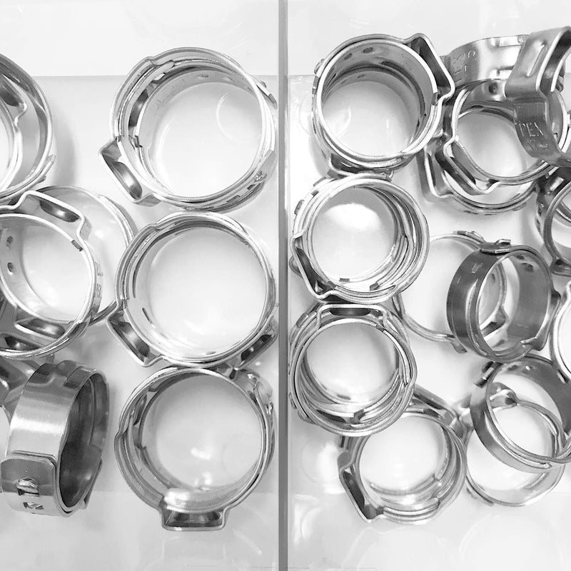 ISPINNER 50pcs 2 Sizes Stainless Steel PEX Cinch Clamp Rings Assortment Kit for PEX Tubing Pipe Fitting Connections (30pcs 1/2" + 20pcs 3/4") - NewNest Australia