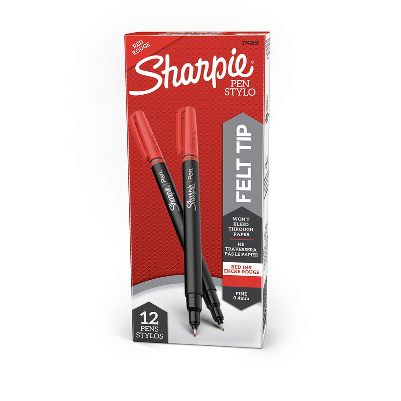 Sharpie Felt Tip Pens, Fine Point, Red, 12-Count - NewNest Australia